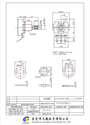 Potes de la guitarra eléctrica de B500K 24m m Bass Guitar Potentiometers