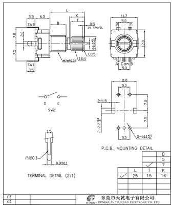 codificador rotatorio Ec11 de 11m m coche audio del Presidente de 360 grados